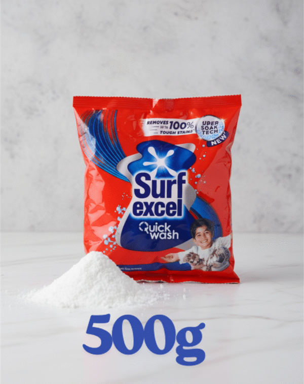 Surf Excel Detergent Powder 500g pack for powerful stain removal and bright clothes
