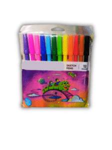 12 sketch pens set with vibrant colors for drawing and coloring